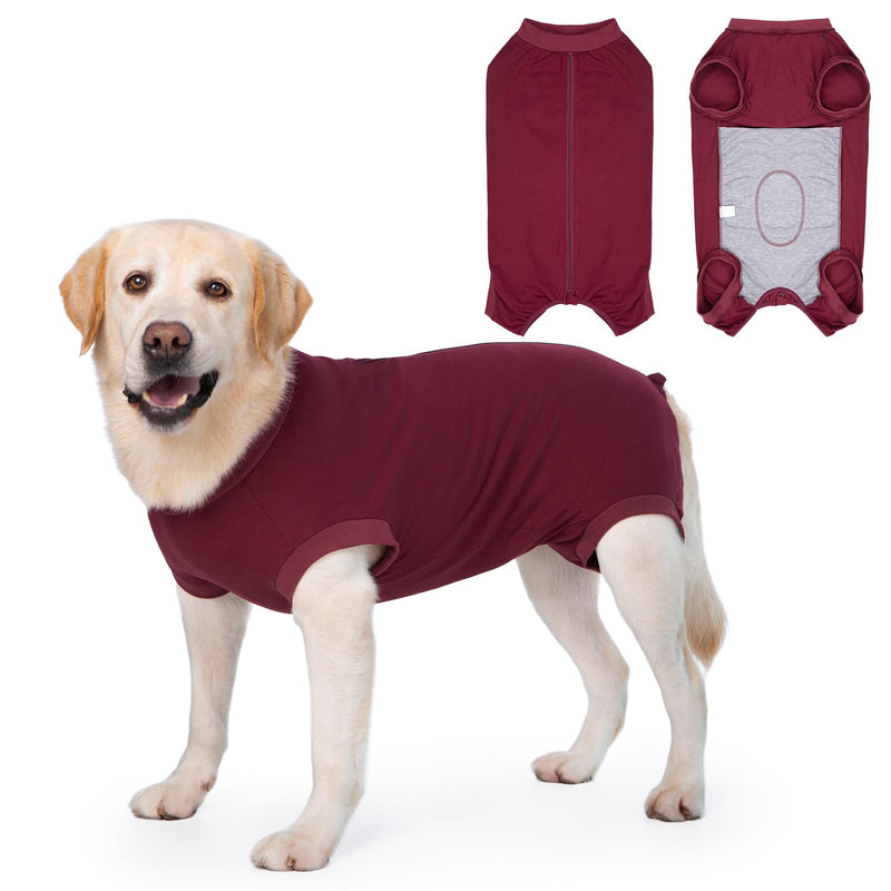Red Post Op Dog Recovery Suit Female Spay Vest After Surgery with Zip Dog Onesie Body Suit Spay Recovery Suits Female Dogs Surgical Suits After Spaying Medical Vest Dogs Pyjamas Surgery Shirt M+ Female-Red
