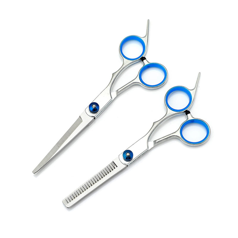 Dog Grooming Scissors Set - ShiningUU 2Pcs Stainless Steel Pet Hair Cutting Scissors with Safety Rounded Tips | Cutting Scissor and Thinning Shear for Dogs Cats Pets - PawsPlanet Australia