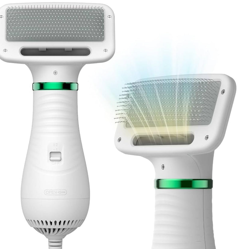 2-in-1 Dog Grooming Hair Dryer with Brush | Portable Pet Blow Dryer, Quiet & Adjustable Temperature | Ideal for Small & Medium Dogs and Cats - PawsPlanet Australia