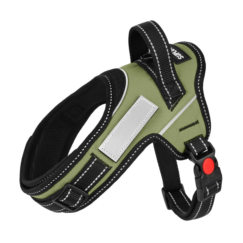 Soft No Pull Dog Harness - Green, Reflective Strips, Customizable Velcro Patches, Adjustable Breathable Vest with Soft Neck Pad & Locking Buckle for Small Medium Large Dogs-XL XL - PawsPlanet Australia