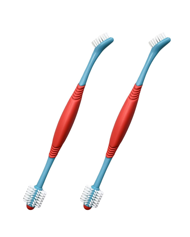 2PCS Double Headed Dog Toothbrush, Dual Ended 360 Degree Cat Teeth Cleaning Products, Dental Cleaning with Dog Toothpaste and Plaque Remover (Blue *2) Blue *2