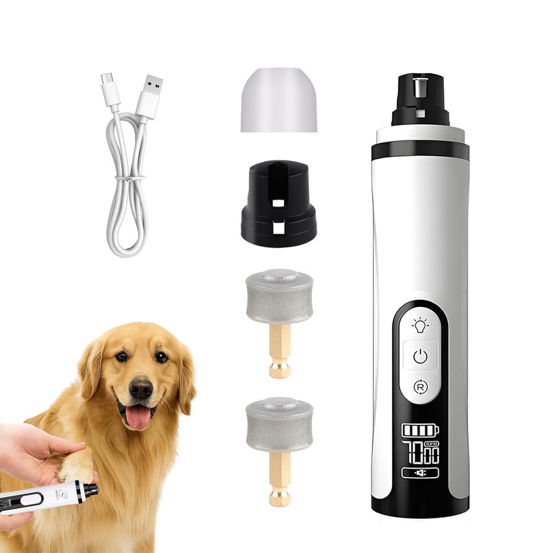 Nail Grinder for Dogs Claws - 3 Speeds Dog Trimmer for Grooming with Display Screen & Light, Dog Clippers for Grooming, Electric Dog Claw Nail Paw Grinder, Shaver Toenails for Dog Cat Pet - PawsPlanet Australia