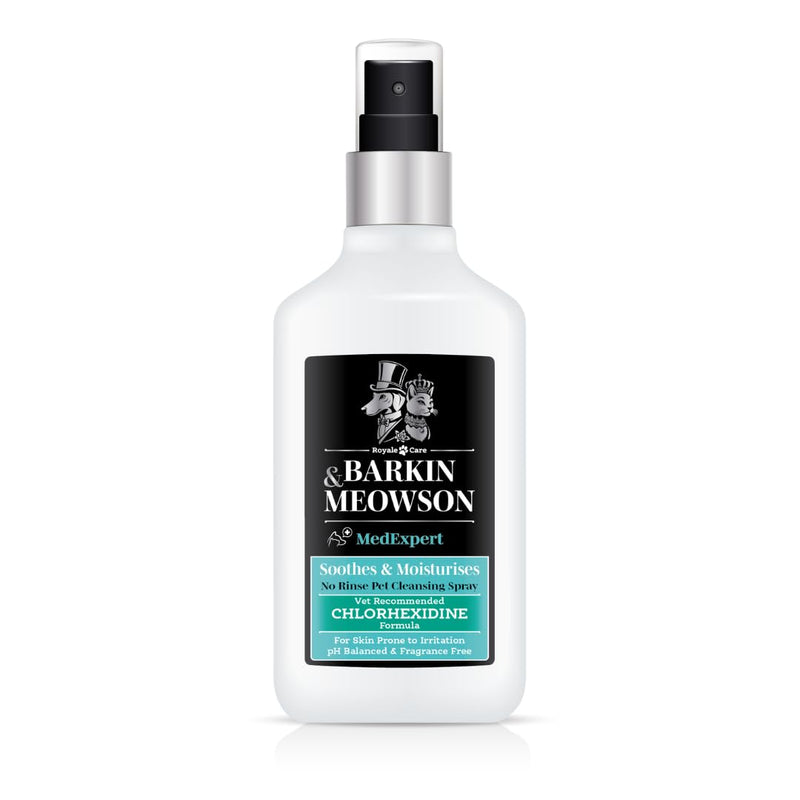 Barkin & Meowson MedExpert No Rinse Pet Cleansing Spray with Chlorhexidine Formula 150ml / 5.07 fl.oz for Dogs and Cats - For Irritated Skin - Fragrance Free No Rinse Cleaning Spray - PawsPlanet Australia
