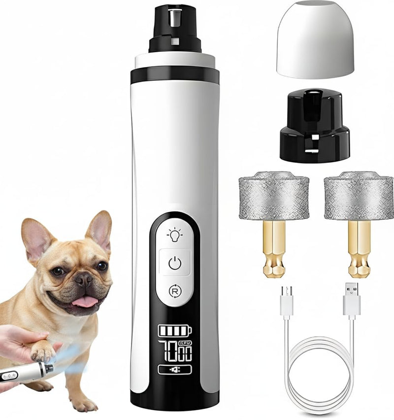 Heusom Silent Groom Pro Nail Grinder – Quiet Dog Nail Grinder with 3-Speed Adjustment, Built-In LED Light, USB Rechargeable Design, and Replaceable Grinding Heads, Suitable for Both Dogs and Cats - PawsPlanet Australia
