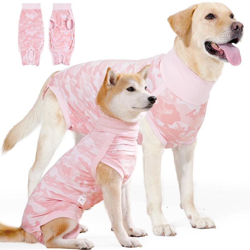 Dog Recovery Suit, Spay Surgical Onesie for Female Male Dogs, Dog Bodysuits After Surgery Anti-Licking, Neuter Pet Recovery Shirt for Dogs Alternative E-Collar&Cone (Camouflage Powder, XXXL) Camouflage Powder