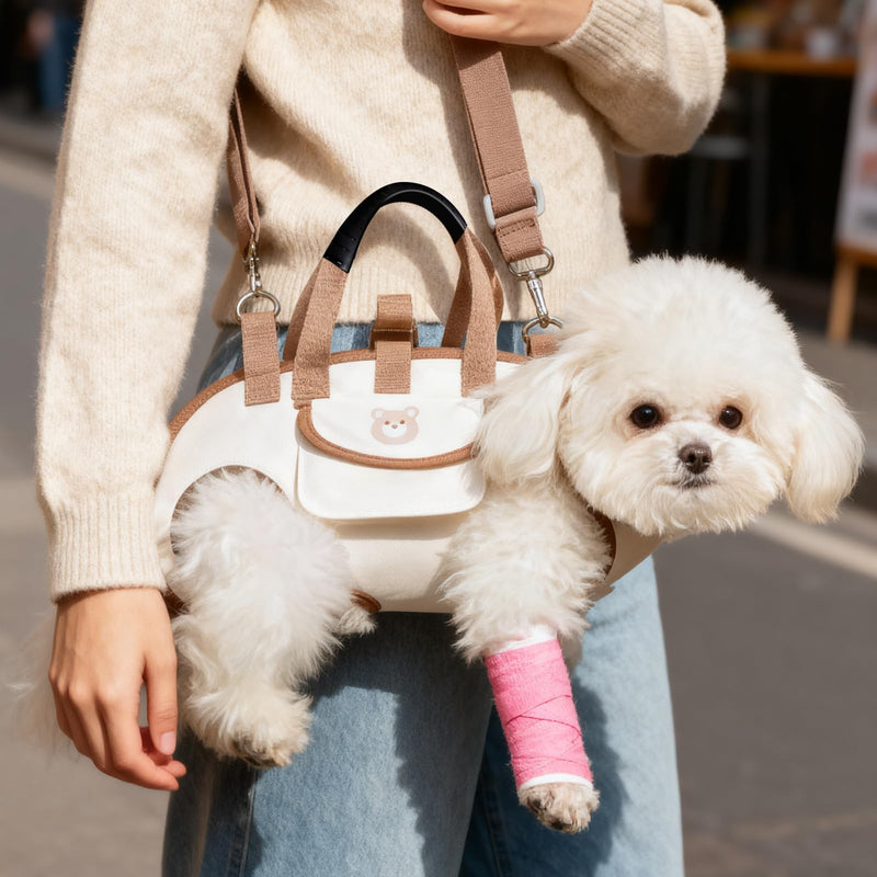 Puppy Sling Carrier Dog Lift Harness, Full Body Lift Harness for Small Dogs and Cats, Adjustable Breathable Vest Straps Portable Pet Carrier Backpack, Hands Free for Pets Cats Outdoor Travel (M) M - PawsPlanet Australia