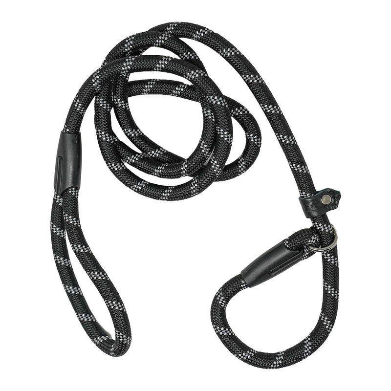 1.8m Rope Dog Lead, Slip-On Rope Leash No Collar or Harness Needed, Dog Training Leash, Suitable for Training or Walking, Adjustable Pet Lead (Black) Black - PawsPlanet Australia