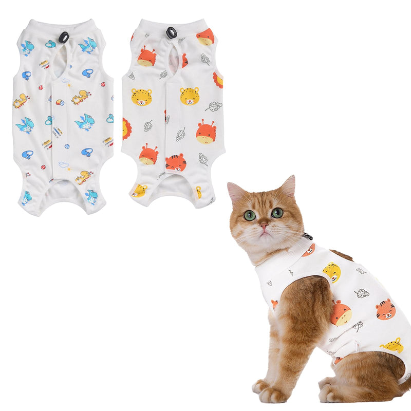 2 Pack Cat Recovery Suit,Breathable Cats Vest after Surgery Female,Adjustable Spay Surgery Recovery Suits for Abdominal Wound Care,Alternative to Cones,Size M (2~4KG Cat)