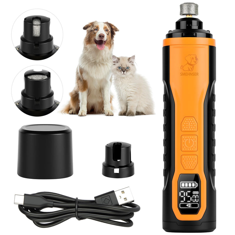 Dog Nail Grinders Upgraded Super Silent Cat Claw Nail Clippers 3-Speed Electric Pet Electric Nail File Nail Scissors Nail Trimmer File with 2 LED Lights for Small to Large Dogs(Black Orange) Pet Nail Filer-m9-black Orange