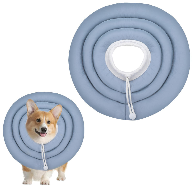 Soft Dog Cones, Adjustable Small Dog Donut Collar with Elastic Neckband, Elizabethan Collar For Dogs, Neck Pillow for Dogs and Cats (Blue-gray, XL) Blue-gray