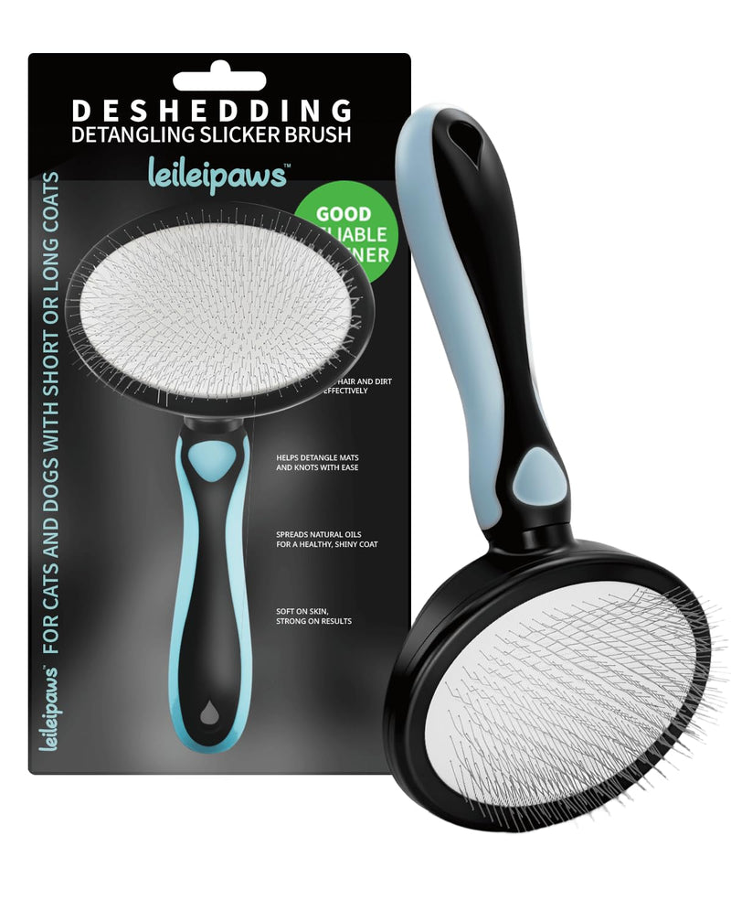 Dog Brush & Cat Brush - Professional Slicker Brush & Slicker Brush with Fine Bristles Against Undercoat & Loose Hair - Fur Brush & Pet Hair Brush for Grooming Dogs & Cats - PawsPlanet Australia