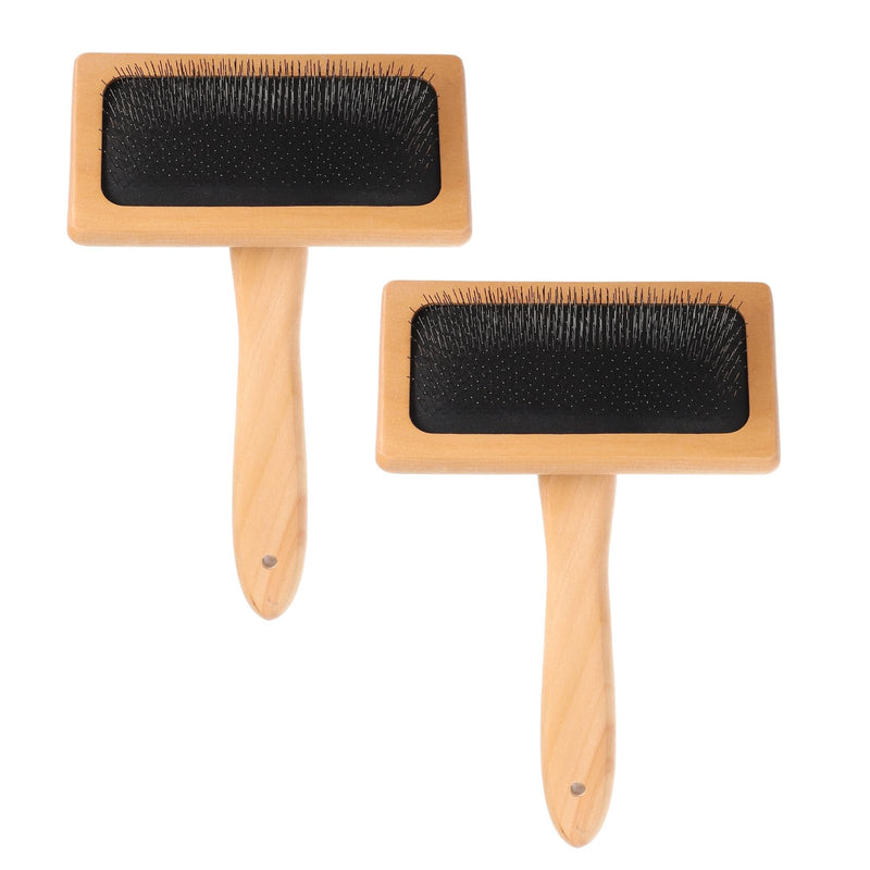 sourcing map 2 Pcs Wool Carder, Hand Carding Brush 2 Large Wooden Pet Grooming Tool for Needle Felting Pet Grooming Weaving Craft Supplies, Black, Wood Color