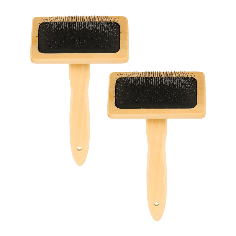 sourcing map 2 Pcs Wool Carder, Hand Carding Brush 2 Medium Wooden Pet Grooming Tool for Needle Felting Pet Grooming Weaving Craft Supplies, Black, Wood Color - PawsPlanet Australia