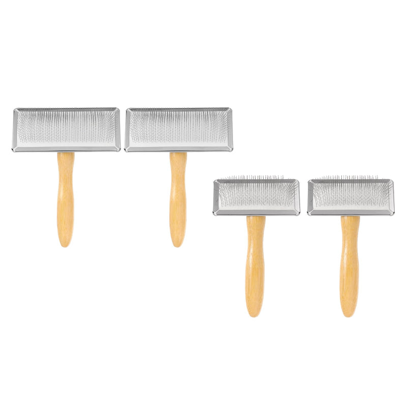 sourcing map 4 Pcs Wool Carder, Hand Carding Brush 2 Large and 2 Medium Wooden Pet Grooming Tool for Needle Felting Pet Grooming Weaving Craft Supplies, Silver, Wood Color - PawsPlanet Australia
