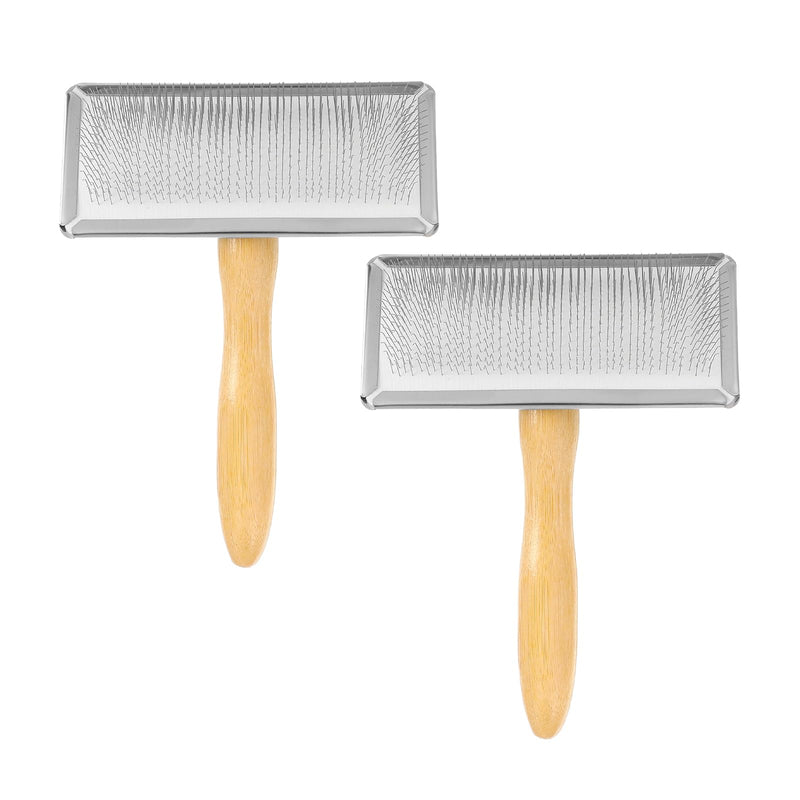 sourcing map 2 Pcs Wool Carder, Hand Carding Brush 2 Large Wooden Pet Grooming Tool for Needle Felting Pet Grooming Weaving Craft Supplies, Silver, Wood Color - PawsPlanet Australia