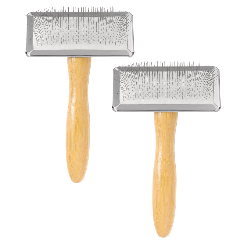 sourcing map 2 Pcs Wool Carder, Hand Carding Brush 2 Medium Wooden Pet Grooming Tool for Needle Felting Pet Grooming Weaving Craft Supplies, Silver, Wood Color - PawsPlanet Australia