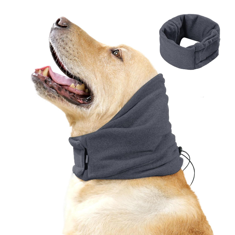 Dog Snood Earmuffs Calming Hood Neck and Ears Warmer Comfort Adjustable Noise Reducing Dog Warmer Ear Protectors Covers for Anxiety Relief (Gray, M) Gray