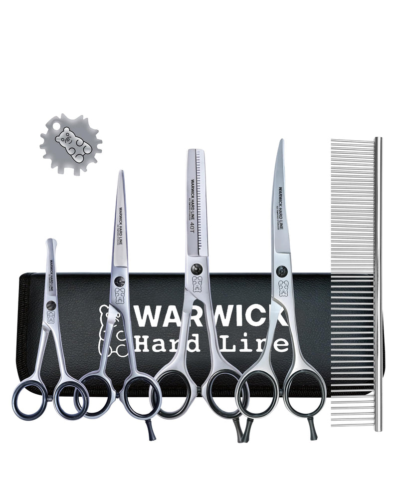 Professional Dog Grooming Scissors Set Pet Grooming Scissors kit for Dogs,Cats,Rabbit & All Pets, Stainless Steel Scissor, thinning Scissor(5 Pieces Set with PU Leather Pouch) 5 Pieces Set