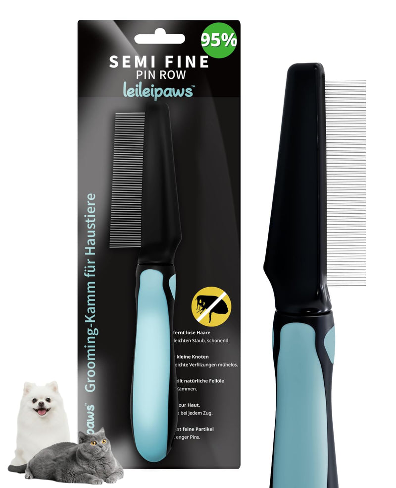 Flea Comb for Short Haired Dogs & Cats - Fine Toothed Lice Comb & Tick Comb Against Fleas, Nits & Dirt - Rustproof Pet Comb with Non-Slip Handle