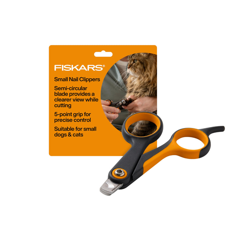 Fiskars Pet Small Pet Nail Clippers, Cat and Dog Nail Trimmers for Grooming, Pet Supplies with Precision Stainless Steel Blades & SoftGrip Handle, 4.25”, Orange/Black S - PawsPlanet Australia