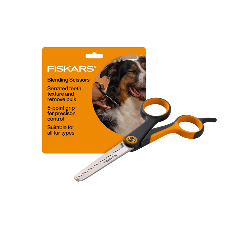 Fiskars Pet Blending Scissors, Durable Precise Blending Scissors, Serrated Teeth and 5-Point SoftGrip™ Handle, 6.5" - PawsPlanet Australia
