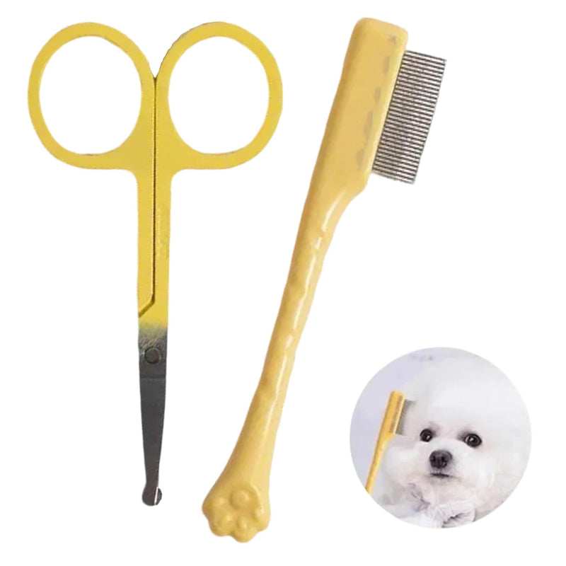 2Pcs Dog Grooming Scissors Kit,with Safety Round Tip Professional Shears&Small Comb,Doggy Hair Thinning Clippers,Lightweight Face Thinning Tools Accessories,for Cat Puppy Tear Stain Care Remover - PawsPlanet Australia