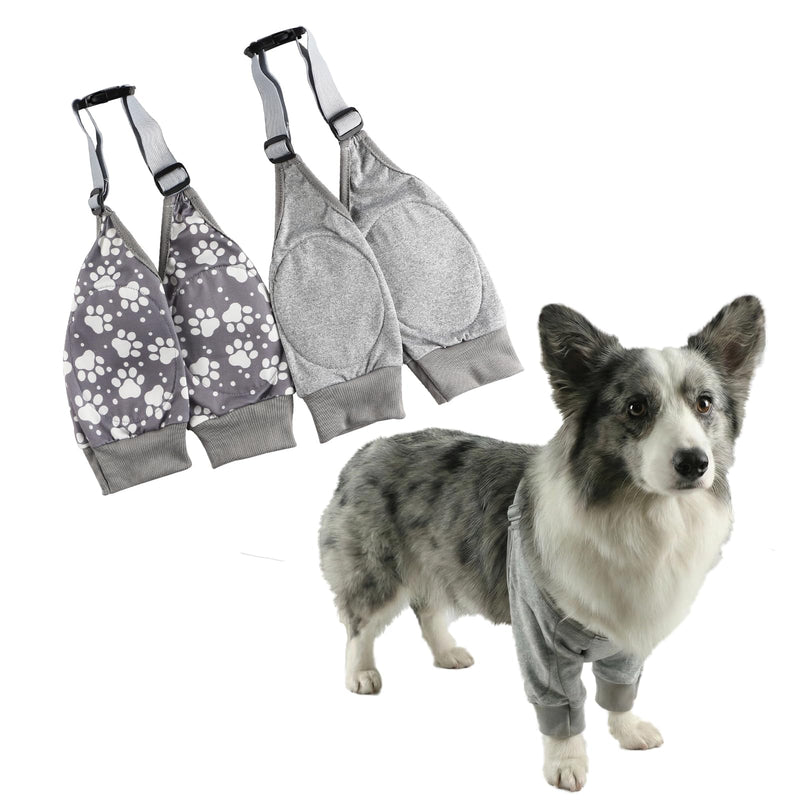 Pet Dog Front Leg Knee Pads, Braces Recovery Sleeve Leg Hock Brace Elbow Protector for Medium Large Dog 2Pcs,Grey &Footprints(L) L