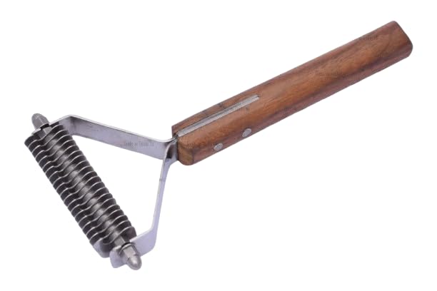 20 Blade Pet Grooming Dematting Tool, Dogs and Cats Hair Stripper/Brush with Wooden Handle, Metal Spring Design for Pets Fur Removal Comb - PawsPlanet Australia