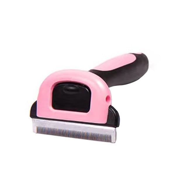 Professional Pet Deshedding Tool & Grooming Brush for Dogs & Cats – Stainless Steel Blade – For Short & Long Hair – Small / Medium / Large Breeds (Pink) Pink