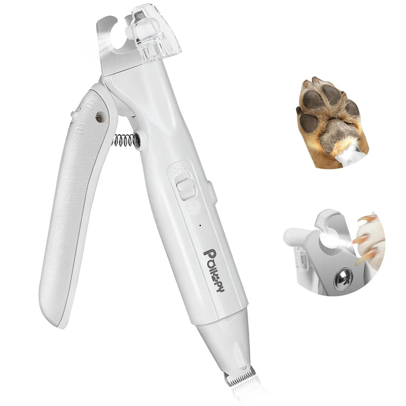 2-in-1 Dog & Cat Paw Hair Trimmer & Nail Clipper with 2 LED Lights, Splash Guard & Safety Lock, Micro Pet Claw Hair Trimmer Shaver for Paws, Ear, Eye, Face, Extra Sharp Rechargeable Grooming Tool - PawsPlanet Australia