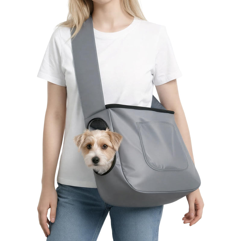 Dog Carrier, Dog Sling Carrier for Small & Medium Cats& Puppys,Hands Free Cat Carrier with Adjustable Safety Harness, Puppy Essentials Gray