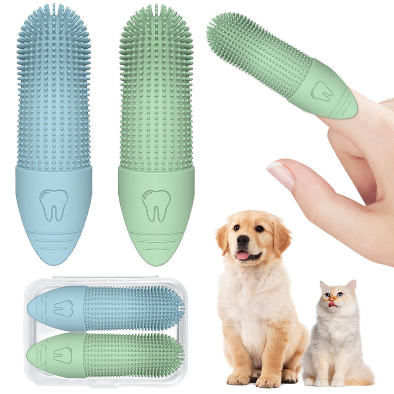 2 Pcs Silicone Finger Toothbrush for Dogs, 360° Flexible Control & Gentle Safe Cleaning, Effortless Plaque Removal for Hard-to-Reach Molars & Daily Oral Hygiene, Perfect for Dogs & Cat