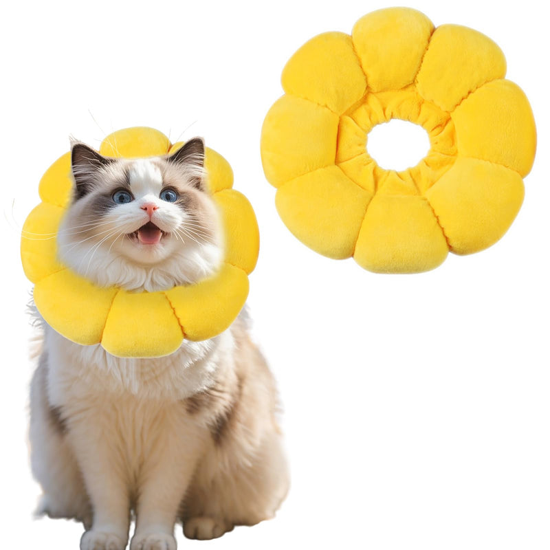 Cat Collar - Soft Protective Collar with Sunflower Design to Protect Against Licking & Scratching, Adjustable for Cats & Small Dogs