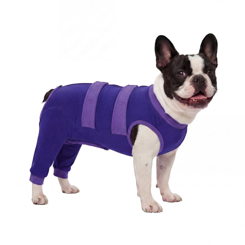 Lelepet Dog Recovery Suit, Rear Leg Wound Protector for Small Dogs, E-Collar Alternative Anti-Licking Spay/Neutering Suit for Male/Female Dogs, Purple XS