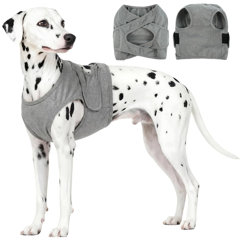Post-Surgery Recovery Suit for Dogs | Anti-Lick Chest Protector with Cross Back Design | Soft Elastic Fabric with Adjustable Straps | Ideal for Chest Wound Care (Grey, M) Grey Medium