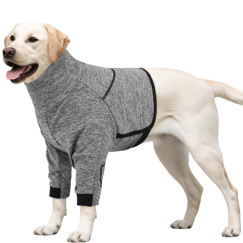 Dog Surgery Recovery Suit – Ideal for Front Leg Surgery & Chest Wound Healing, Soft Breathable Post-Op Suit with Elbow Pads, Stop Licking Cone Alternative, Grey, XL X-Large