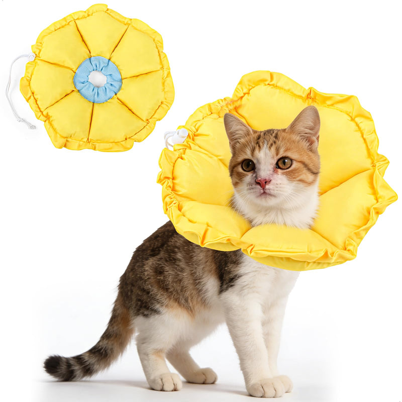Cat Cone Collar Soft, Adjustable Waterproof Cat Cones to Stop Licking, Lovely Sunflowers, Recovery Collars for Rehabilitation Wound Healing Pet Recoverycollar
