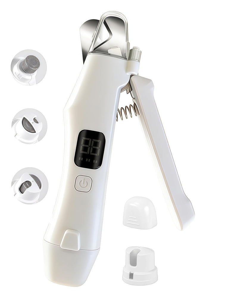 pet nail clippers and electric nail file with LED light, nail file and nail grinder, suitable for dogs and cats, white. - PawsPlanet Australia