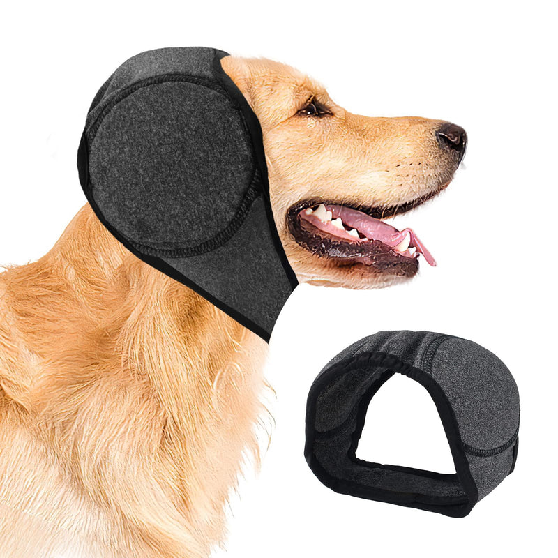 Dog Ear Covers, Dog Ear Muffs Noise Protection, Dogs Calming Hood,Adjustable Shower Cap Pet Ears, Dogs Ear Head Wrap Cups Shower Cap Pet Supplies for Bath Grooming (Grey, L) Grey