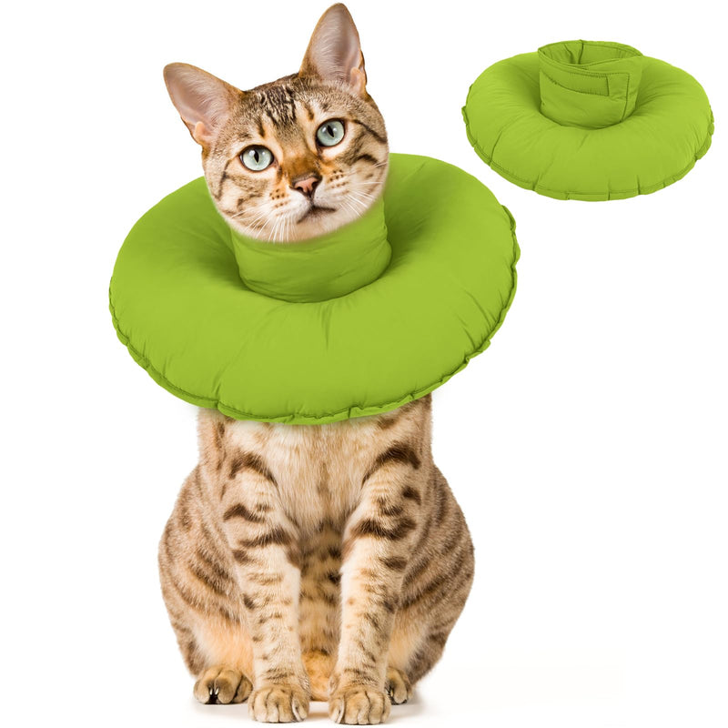 Cat Donut Collar, Cat Buster Collar Soft Neck Donut Adjustable Anti-Licking-Collar for Male Female Cats Soft Cushion/Pillow Cones with Turtleneck(Green, M) Green