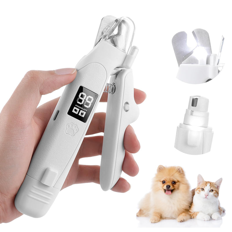 2-in-1 Dog Nail Grinder & Clipper - Low Noise (<40dB) Grinder for Dogs & Cats, Dual LED Lights, USB-C Fast Charging, Nail Catcher Included - Safe for Small, Medium & Large Pets - PawsPlanet Australia