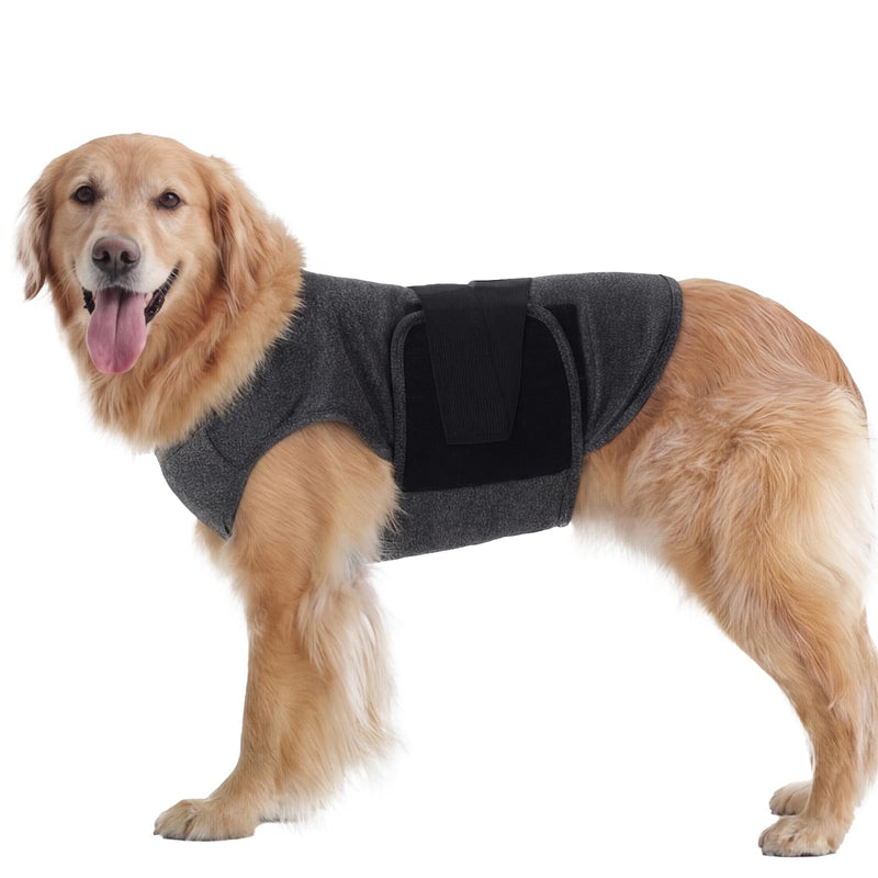 IECOii Dog Calming Suit with Magic Tape,Adjustable Anti-Anxiety Vest for Travel Fireworks Separation Stress,Lightweight Calming Onesie for Surgery Recovery Shedding Control & Skin Protection,L Large(Chest:24.4" - 29.5") DarkGray