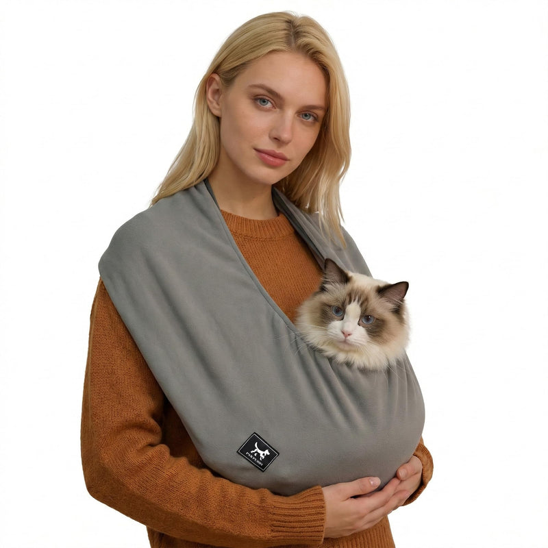 Cat Carrier Sling, Hands-Free Pet Sling Carrier for Small Dogs & Cats - Soft Breathable Kitten Pubby Sling Carrier for Anxiety Relief, Indoor Snuggling & Travel (Dark Grey, Medium (Regular)) Dark Grey Medium (Regular) - PawsPlanet Australia