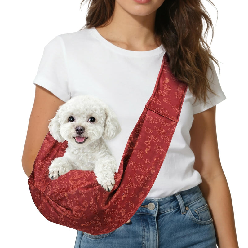 sourcing map Dog Sling Carrier for Small Dogs and Cats Up to 16.5 Lbs, Adjustable Buckle with Pocket Pet Cross Body Shoulder Bag, (Red, 1 Pcs) Intended for Outdoor Travel/Camp Red - PawsPlanet Australia