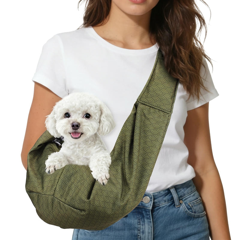 sourcing map Dog Sling Carrier for Small Dogs and Cats Up to 16.5 Lbs, Adjustable Buckle with Pocket Pet Cross Body Shoulder Bag, (Yellow Green, 1 Pcs) Intended for Outdoor Travel/Camp Yellow Green - PawsPlanet Australia