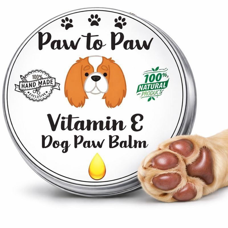 Dog Paw & Nose Balm with Vitamin E - Alcohol Free, Natural Lick-Safe Paw Protector for Cracked Pads & Dry Nose, Softening Vit E Infused Moisturiser for Daily Grooming, 60ml (Large) Large