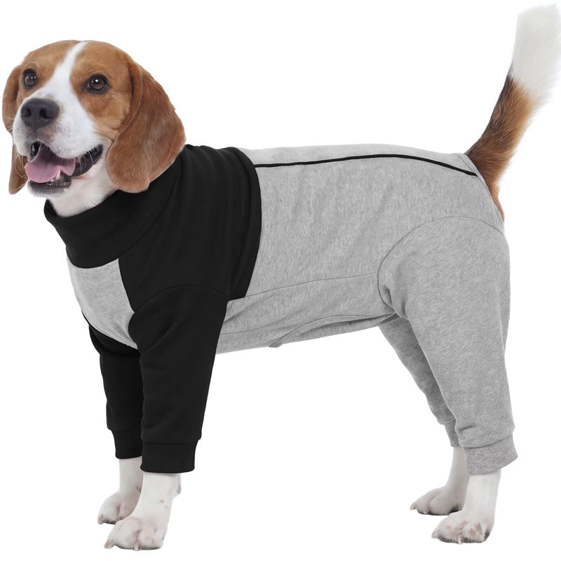 IECOii Dog Recovery Suit with Legs for Female/Male Dogs,Long Sleeve Onesie With Zipper,Bodysuit After Surgery Surgical Suit,Post Spay/Neuter Wounds Protector Medical Pet Shirt,Cone Alternative,Black L L(Chest Girth:24") Black