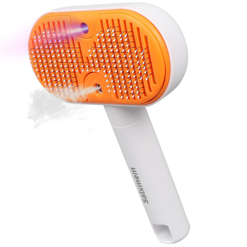 Steam Cat Brush, 3-in-1 Self-Cleaning Pet Steam Brush for Hair Remover & Massage. Cat brushes for Short & Long Haired Cats, Dog Brushes for Grooming & Shedding, Prevents Static, Cool Mist Only