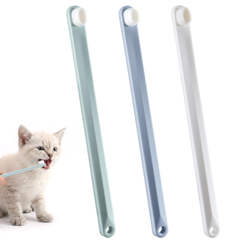 3Pcs Cat Toothbrush Small Dog Toothbrush Soft Bristles Teeth Cleaner Dental Care for Puppy Kitten Pet Oral Hygiene Deep Clean(White, Gray, Green)