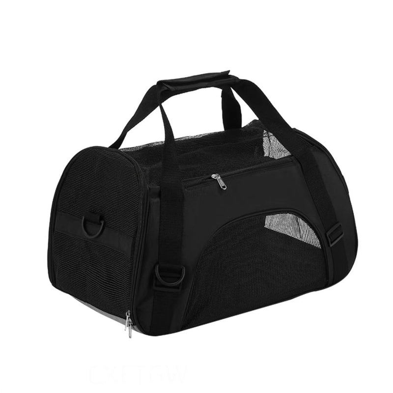 Breathable Pet Carrier Bag for Small/Medium Dogs & Cats, Portable Travel Pet Handbag with Mesh Windows, Waterproof Oxford Fabric Pet Carrier with Adjustable Shoulder Strap (Black) Black